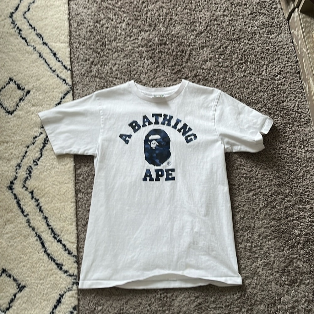 A Bathing Ape Navy Logo Tee